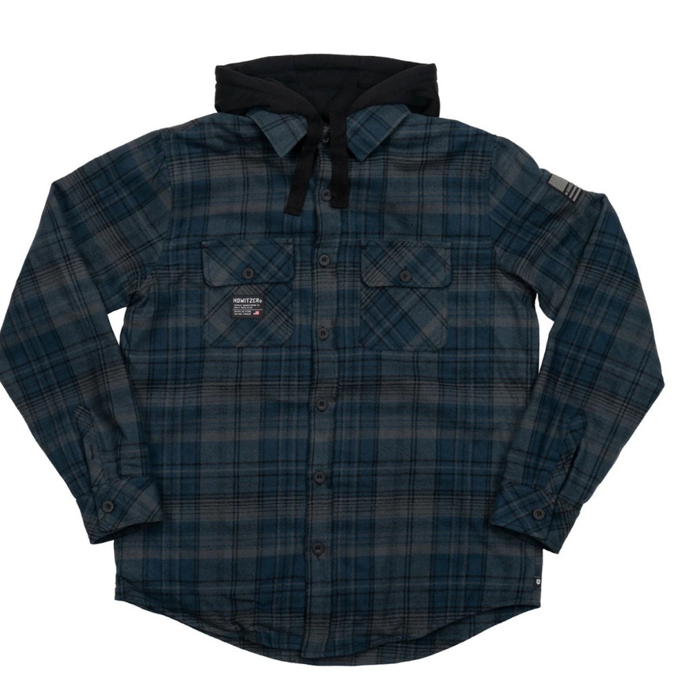 HOWITZER PATRIOT Savage Long Sleeve Hooded Flannel - Size 2X - Color Navy